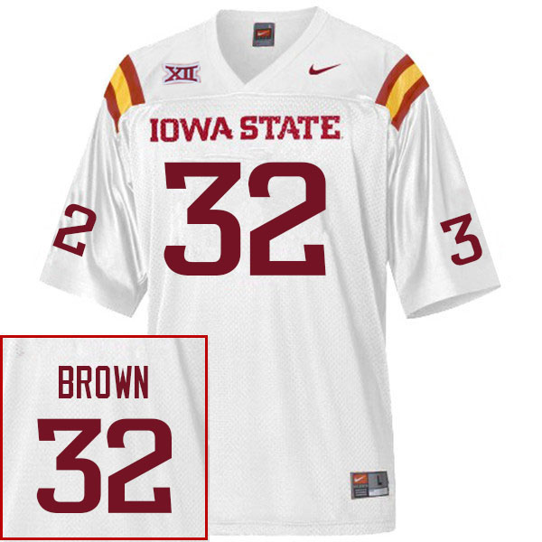 Men #32 Carson Brown Iowa State Cyclones College Football Jerseys Sale-White - Click Image to Close